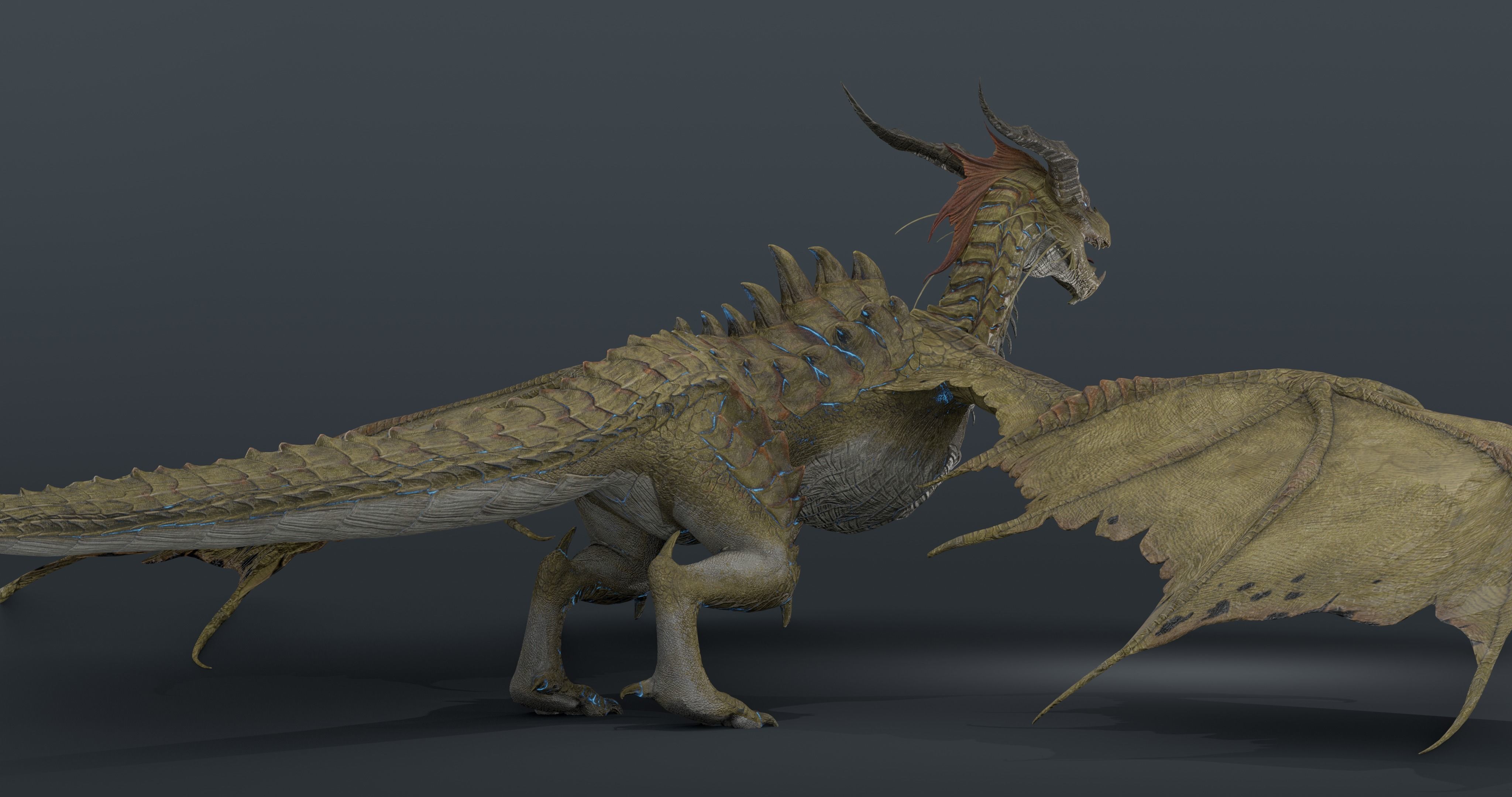 Nordic Legendary Dragon -rigged Low-poly 3D model_8