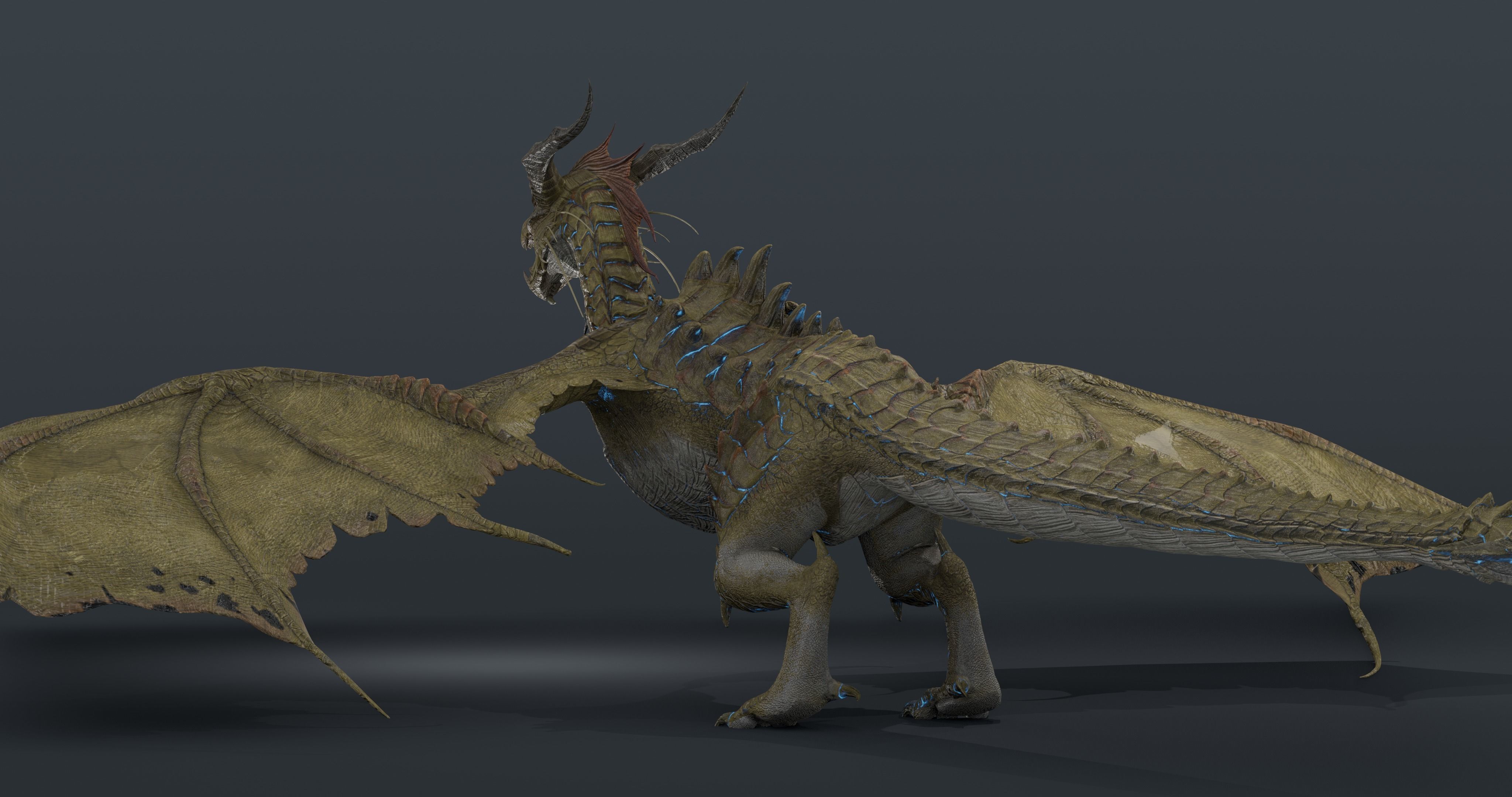Nordic Legendary Dragon -rigged Low-poly 3D model_10