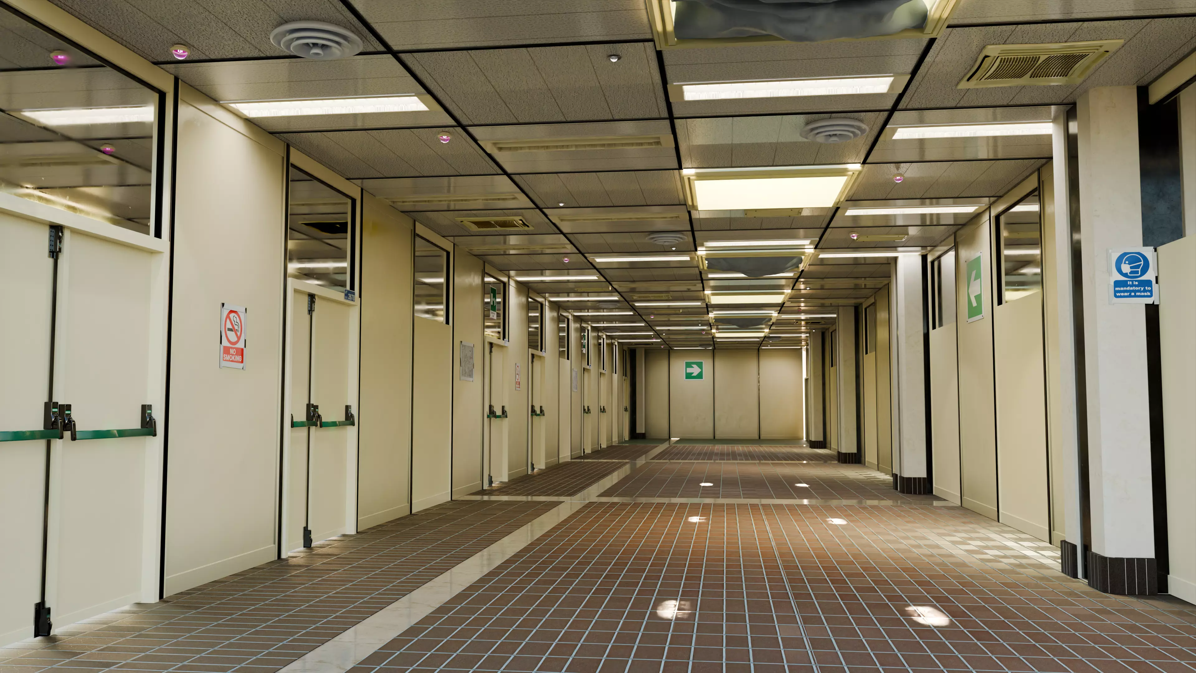 University-Office Hallway 3D model Low-poly 3D model_0