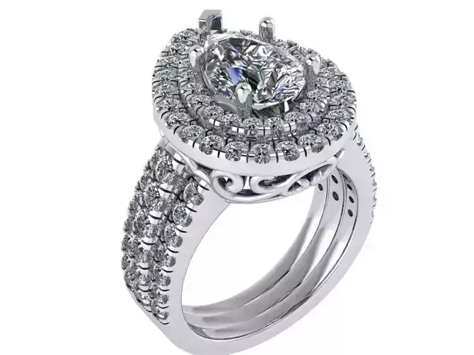 Double Halo Pear Ring 1672