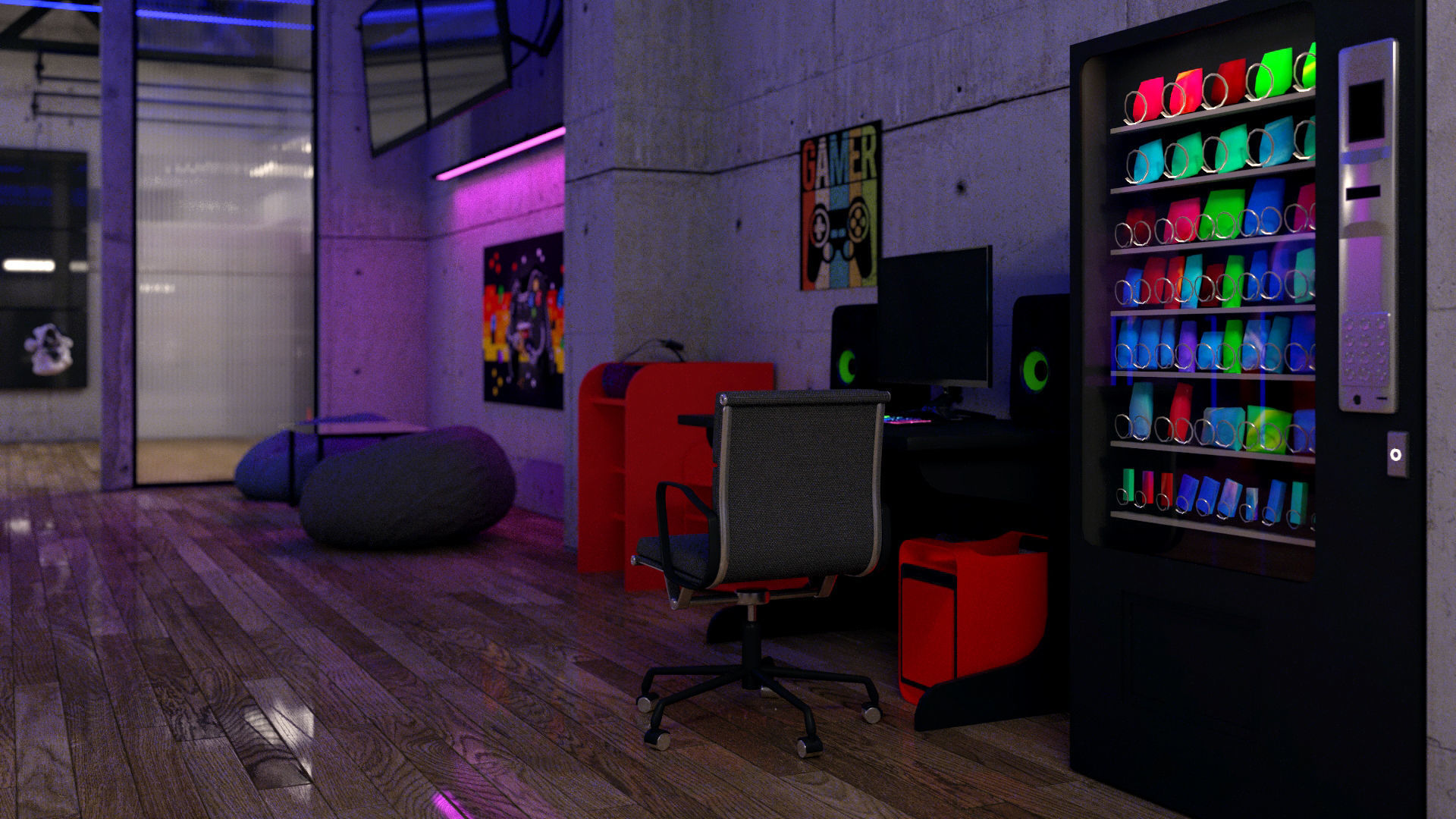 VR Park attraction interior 3ds max vray corona Scene Low-poly 3D model_6