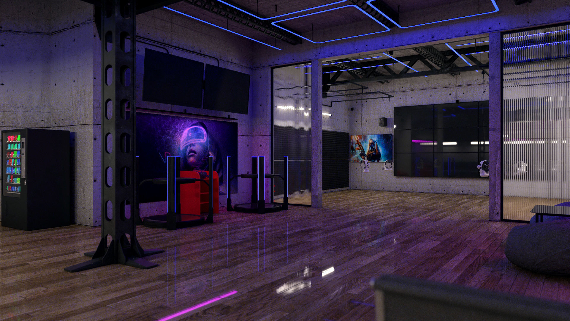 VR Park attraction interior 3ds max vray corona Scene Low-poly 3D model_5