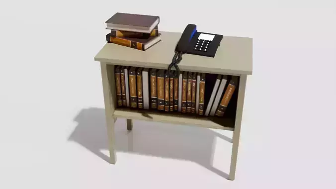 Table with Telephone 3D Model