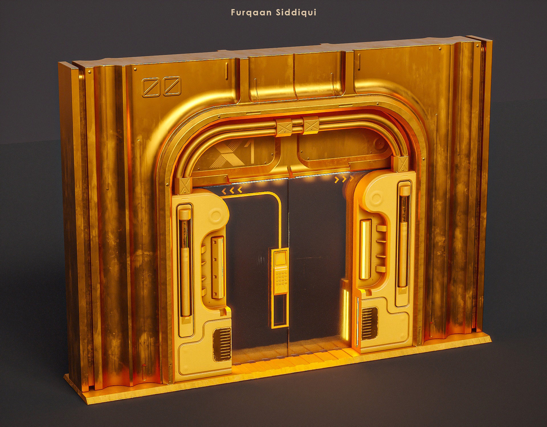 Sci-fi Door X1 PBR Low-poly 3D model_14