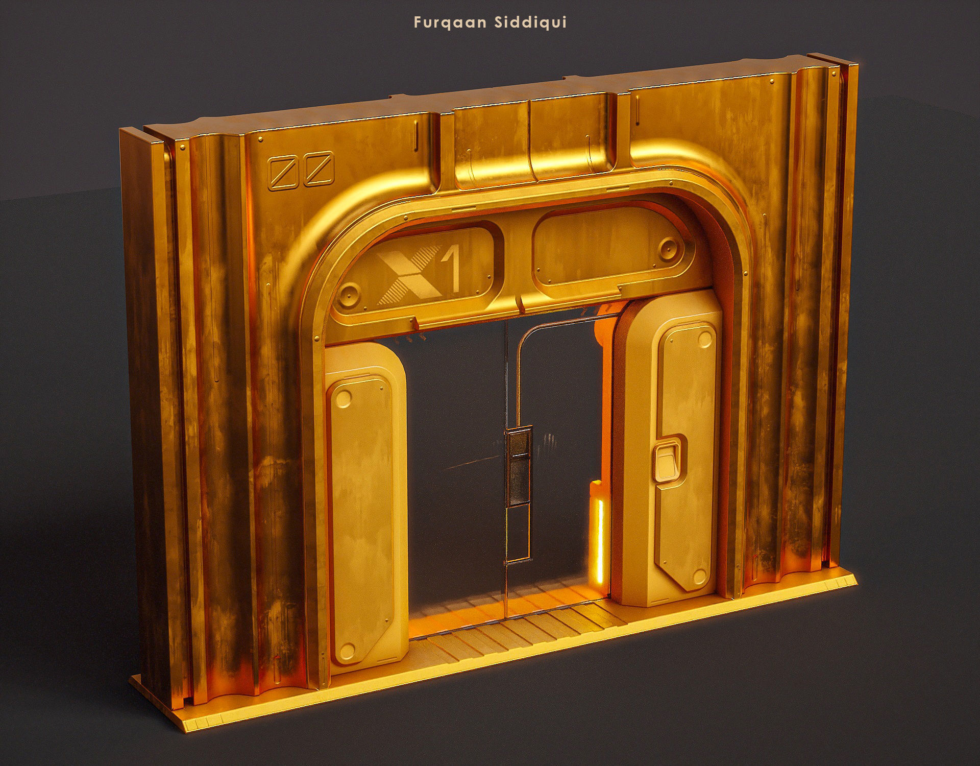 Sci-fi Door X1 PBR Low-poly 3D model_13