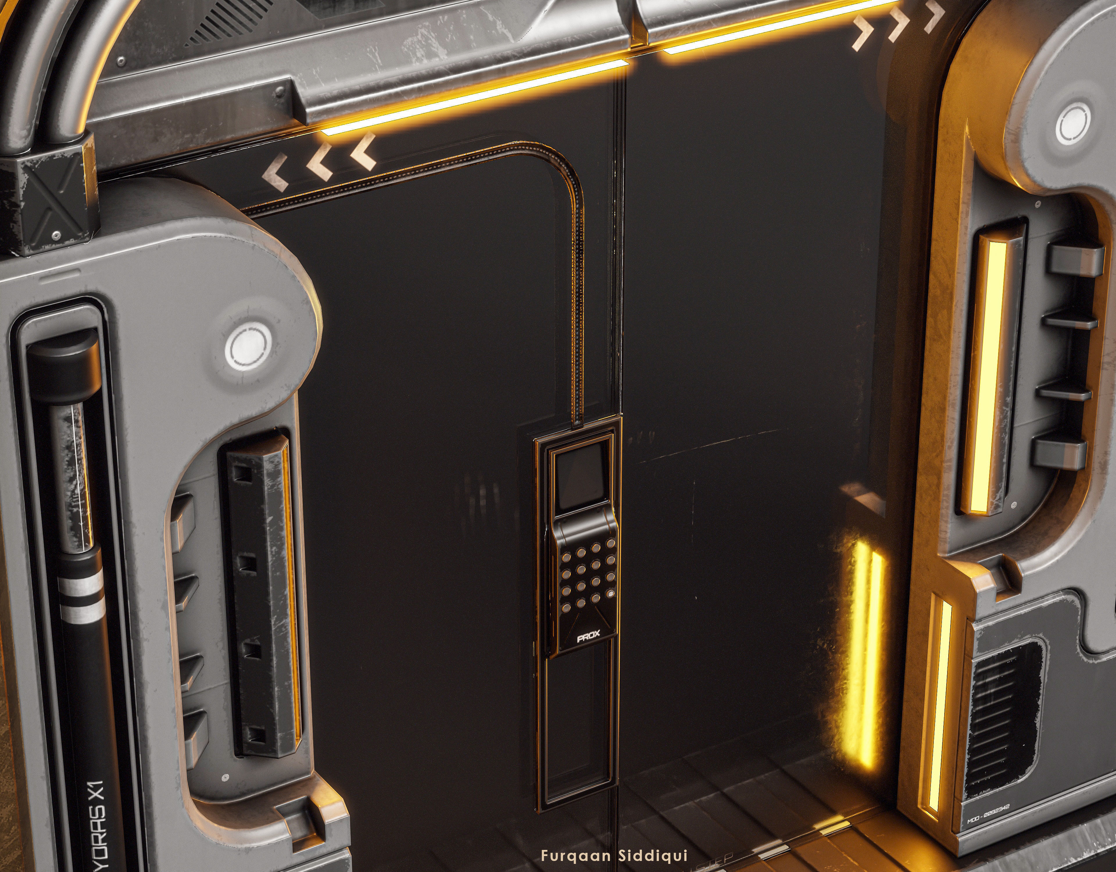 Sci-fi Door X1 PBR Low-poly 3D model_9