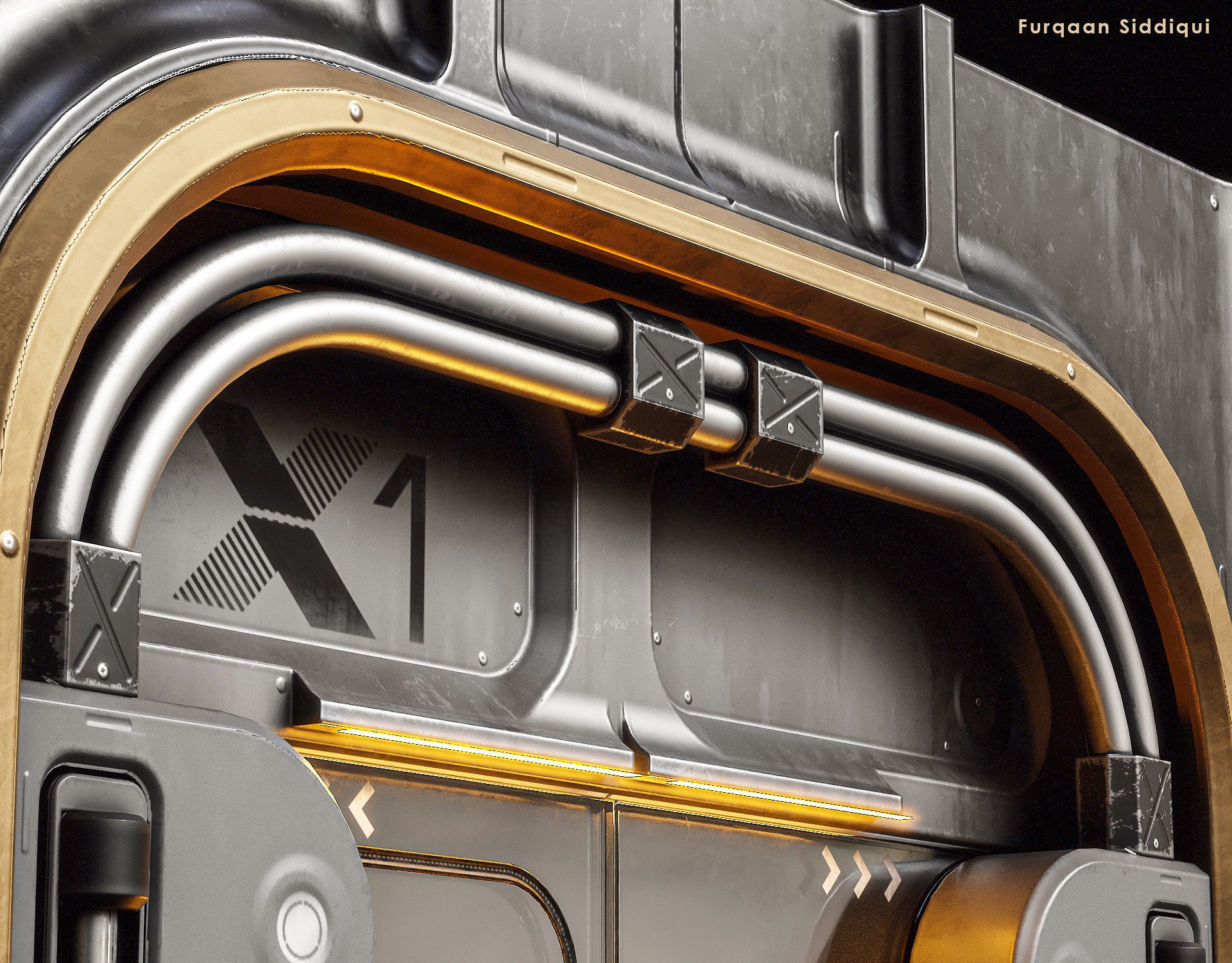 Sci-fi Door X1 PBR Low-poly 3D model_8