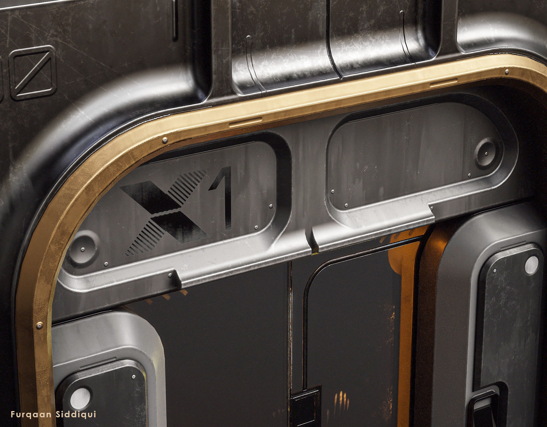Sci-fi Door X1 PBR Low-poly 3D model_7