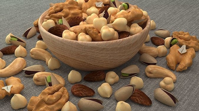Nuts in a Bowl 3D model 2