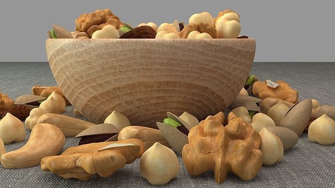 Nuts in a Bowl 3D model 3