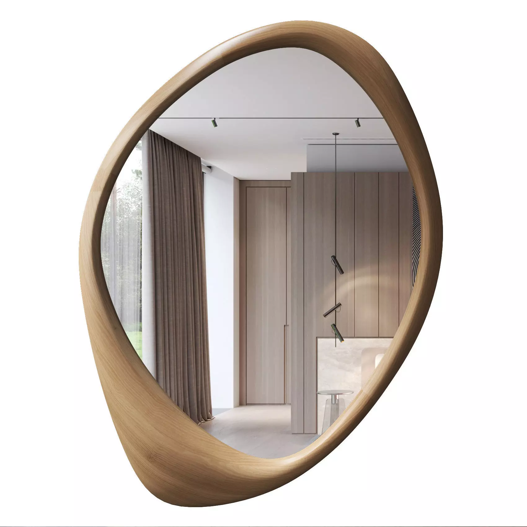 Asymmetrical Wooden Frame Mirror 3D model