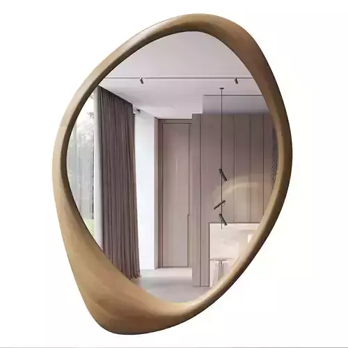 Asymmetrical Wooden Frame Mirror 3D model