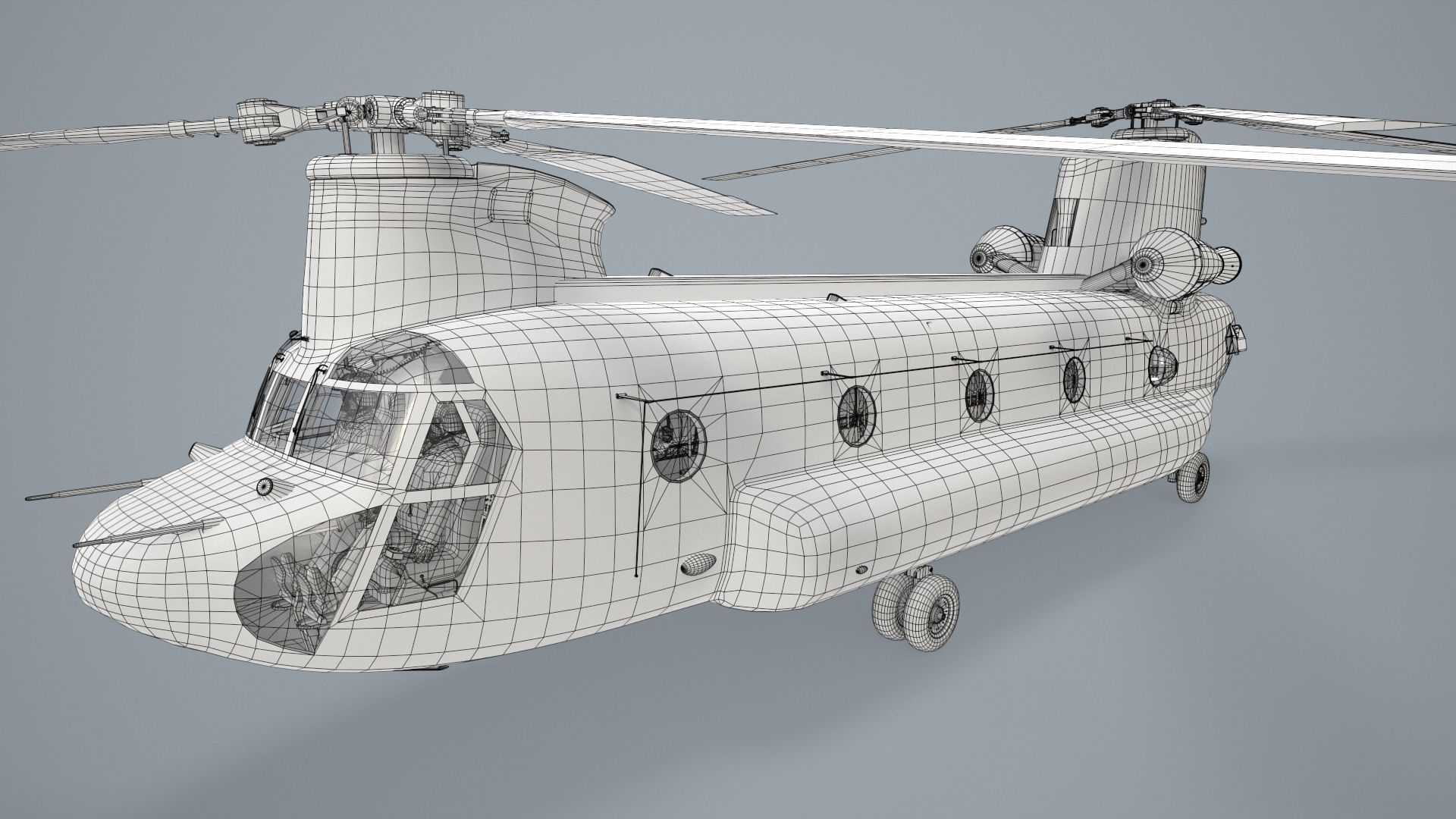 CH-47D Chinook Spanish Army Basic Animation Low-poly 3D model_24