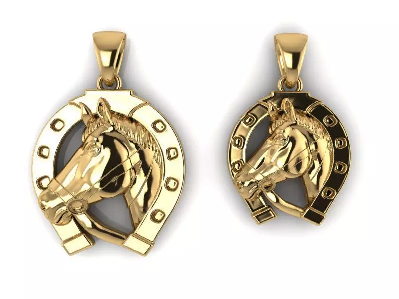 BEAUTIFUL HORSE PENDANT WITH HORSESHOE 3D PRINTING 3D print model_0