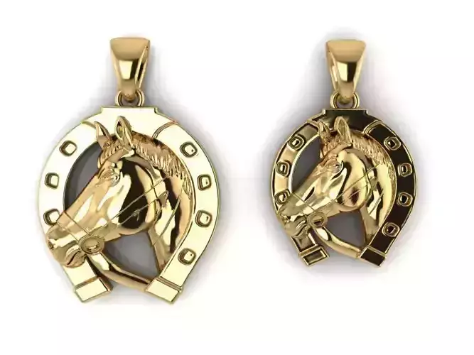 BEAUTIFUL HORSE PENDANT WITH HORSESHOE 3D PRINTING