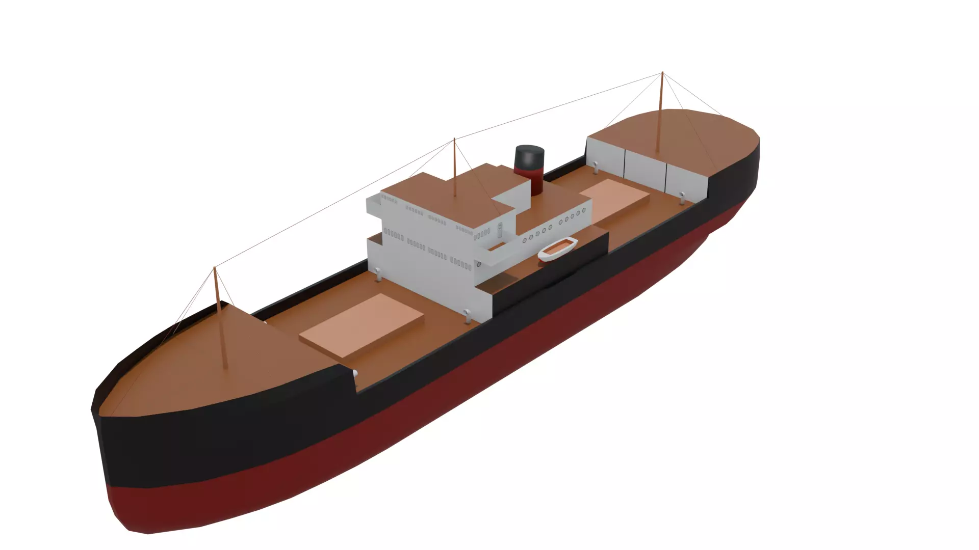 Historic Cargo Ship Low-poly 3D model