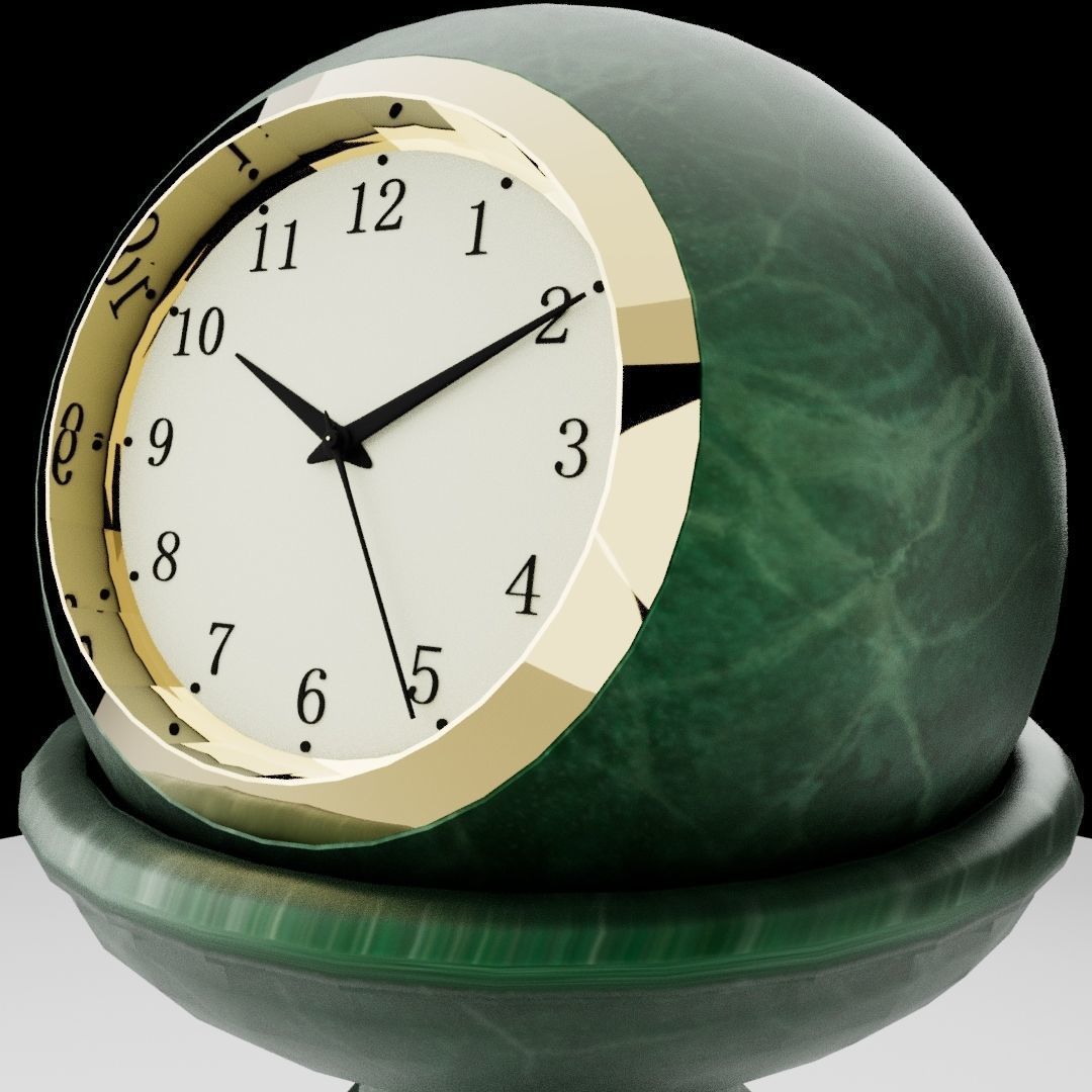 Antique marble table clock 3D model_5