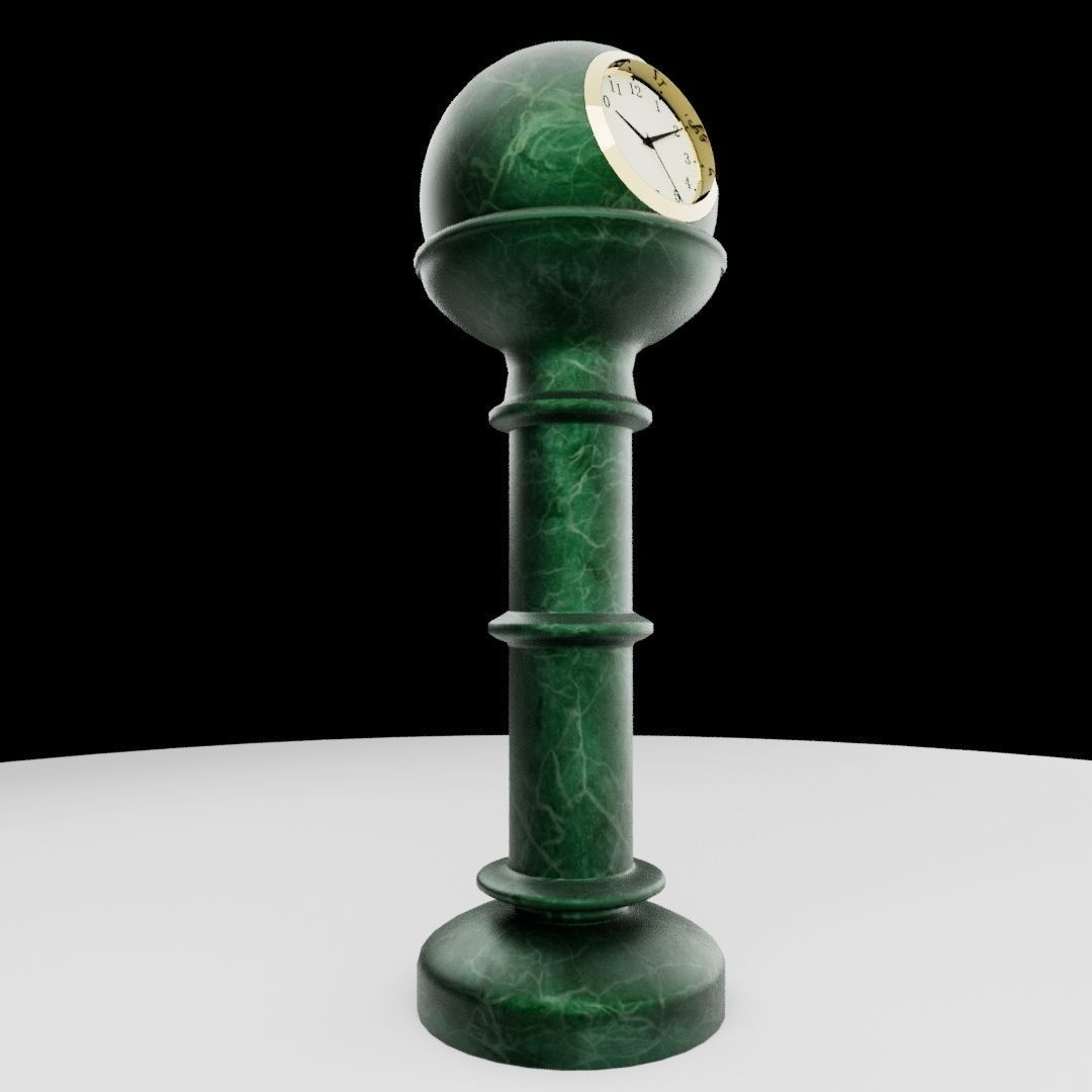 Antique marble table clock 3D model_3