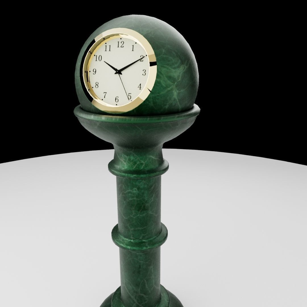 Antique marble table clock 3D model_4