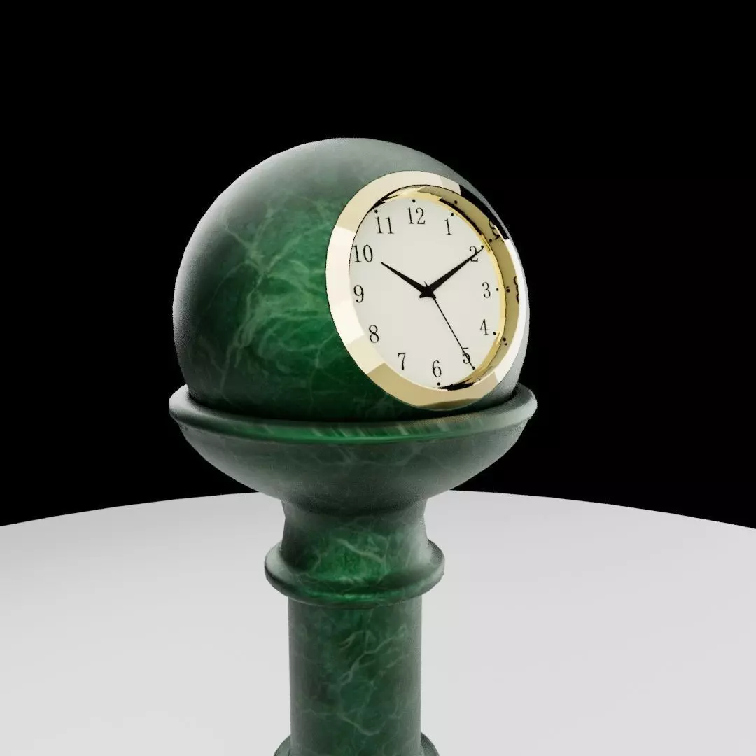 Antique marble table clock 3D model_0