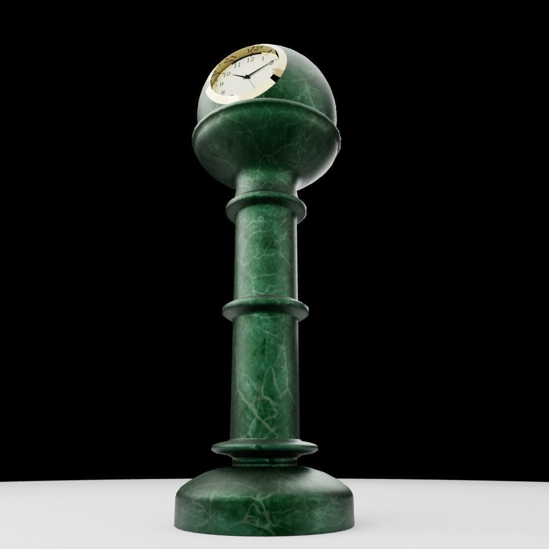 Antique marble table clock 3D model_2