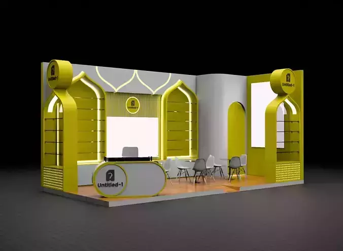 Booth Exhibition Stand Stall 3x6m Height 300cm 2 Side 3D Model