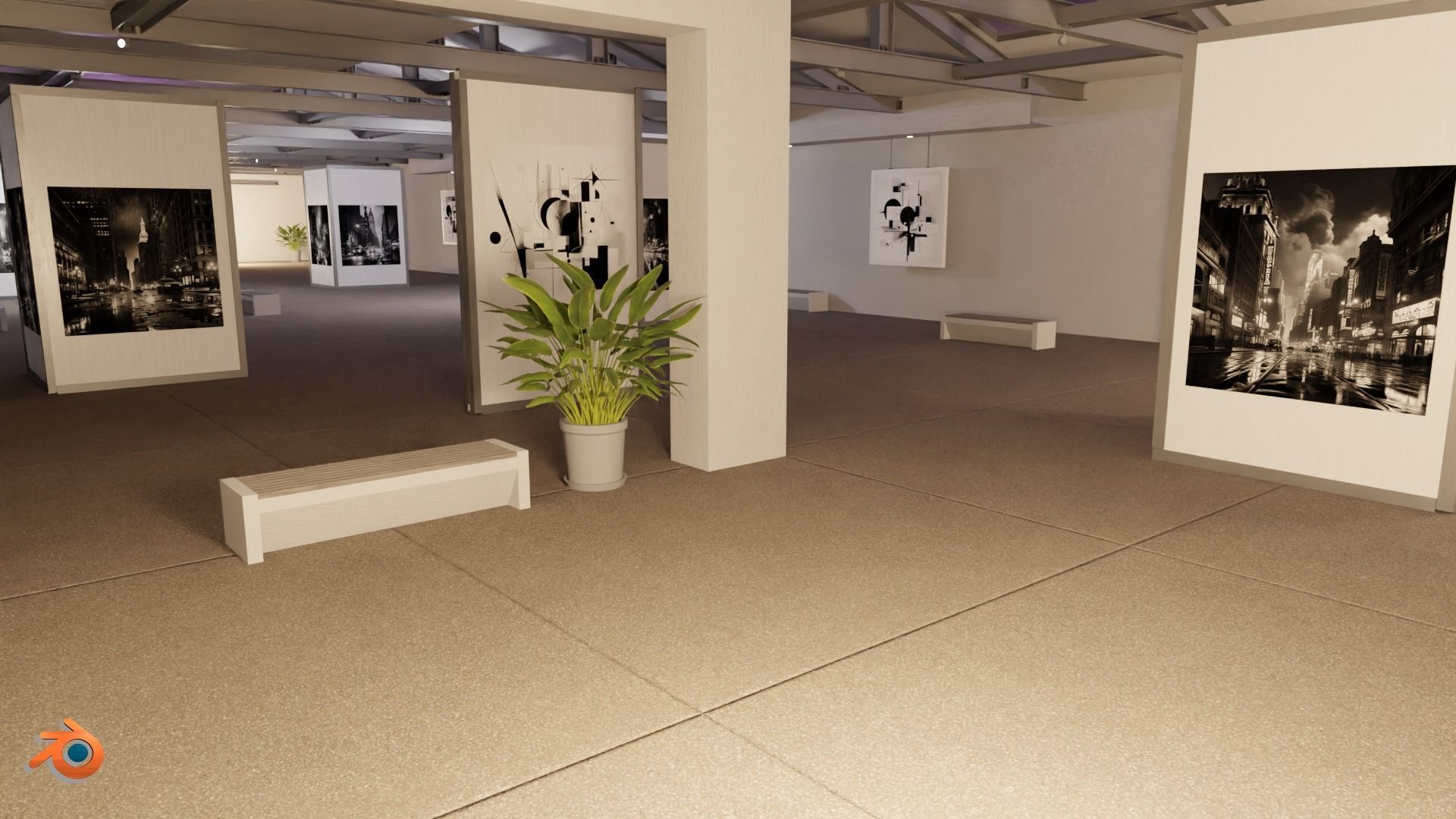Modular Art Gallery 01 Unity Asset Low-poly 3D model_22