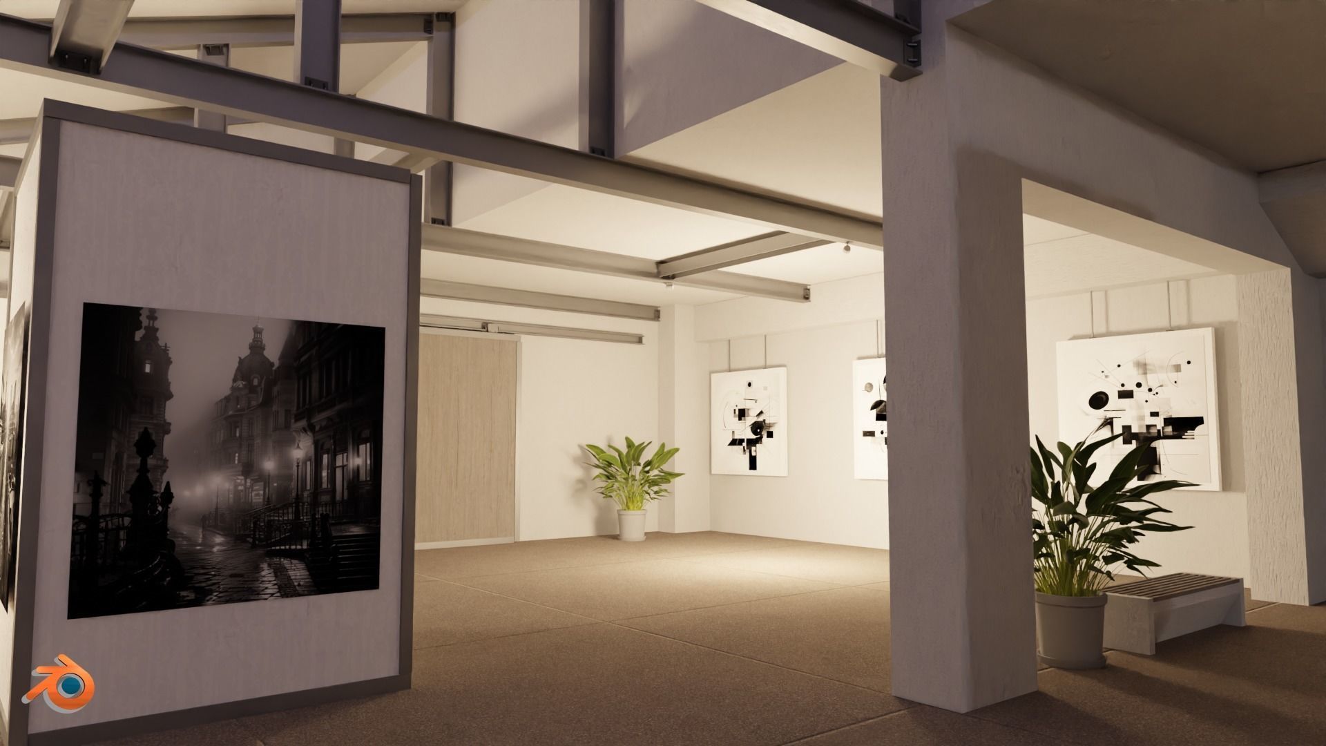 Modular Art Gallery 01 Unity Asset Low-poly 3D model_26
