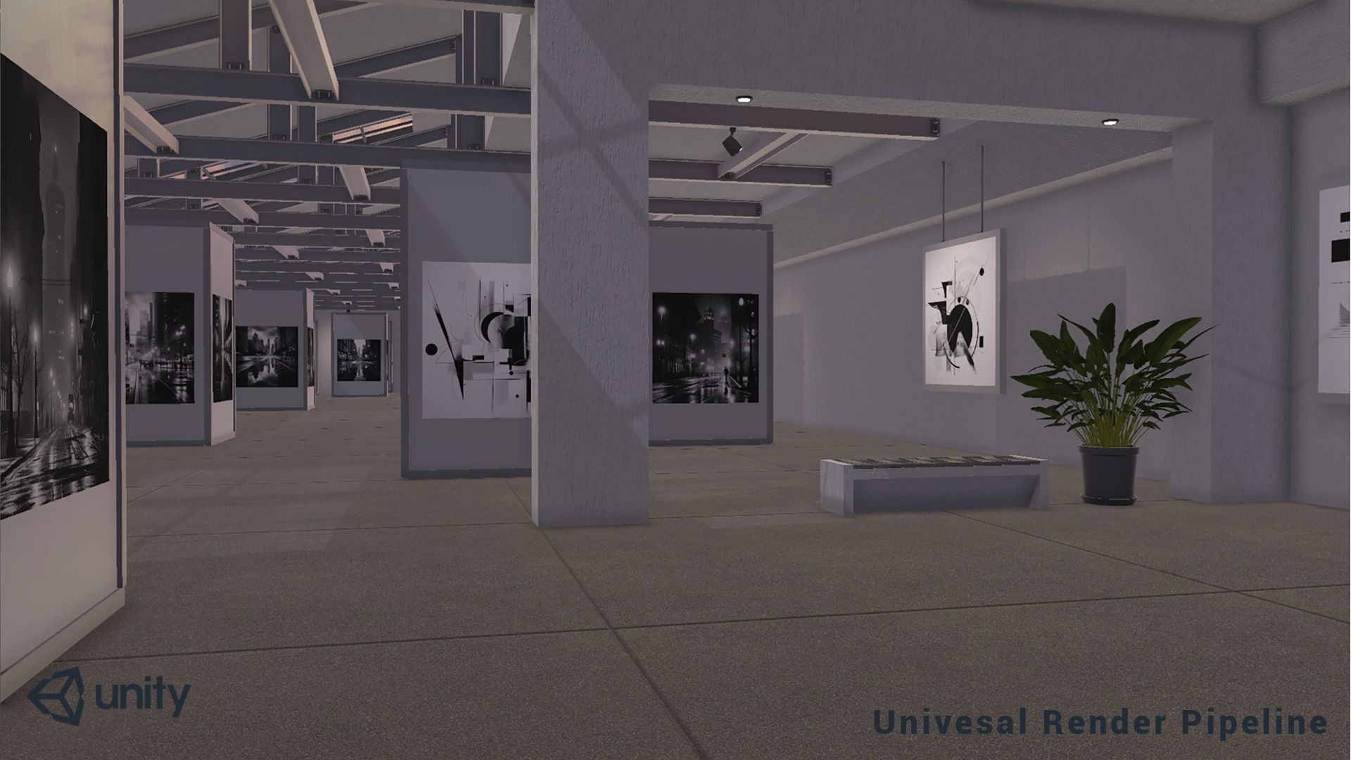 Modular Art Gallery 01 Unity Asset Low-poly 3D model_10