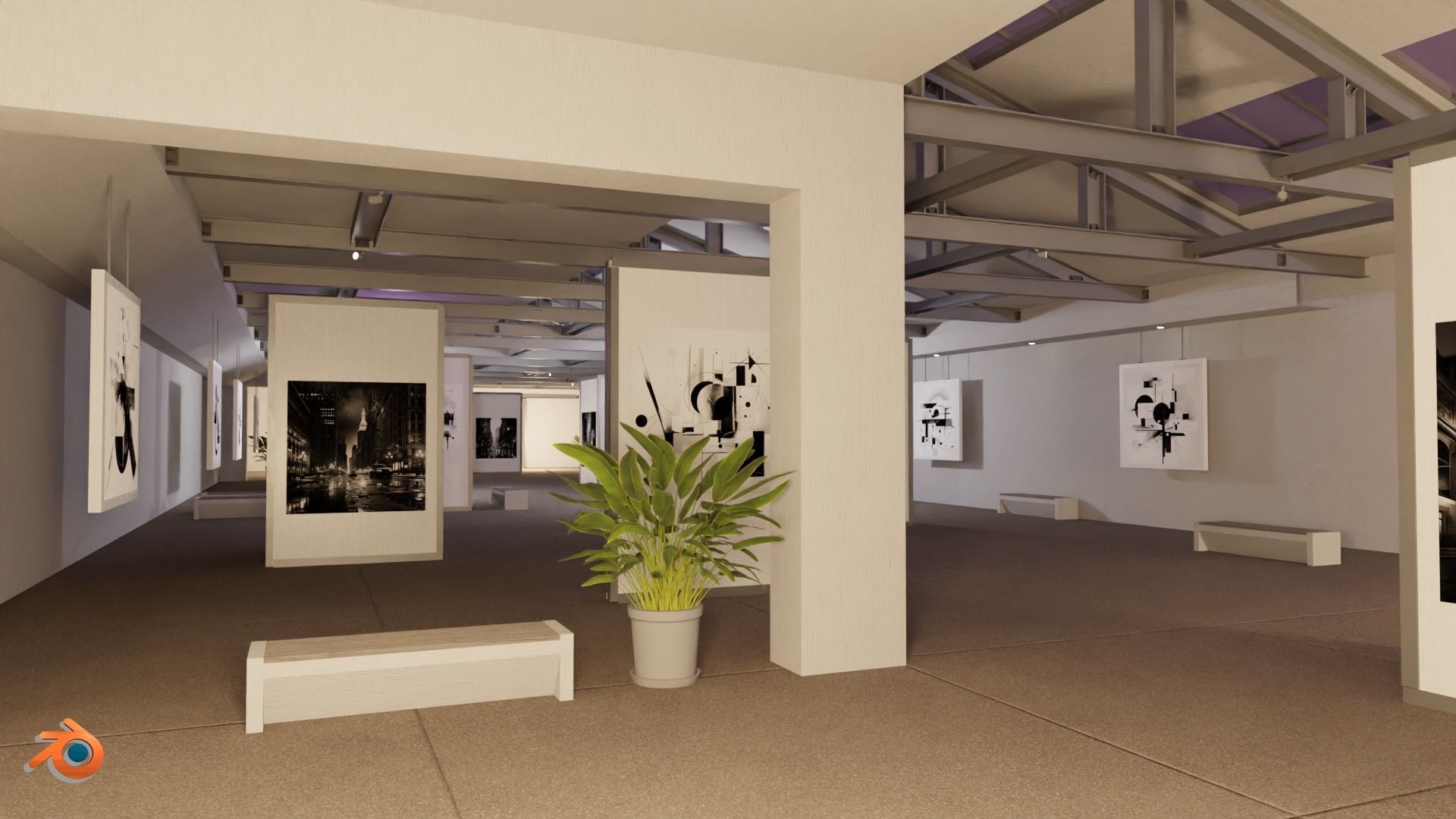 Modular Art Gallery 01 Unity Asset Low-poly 3D model_21