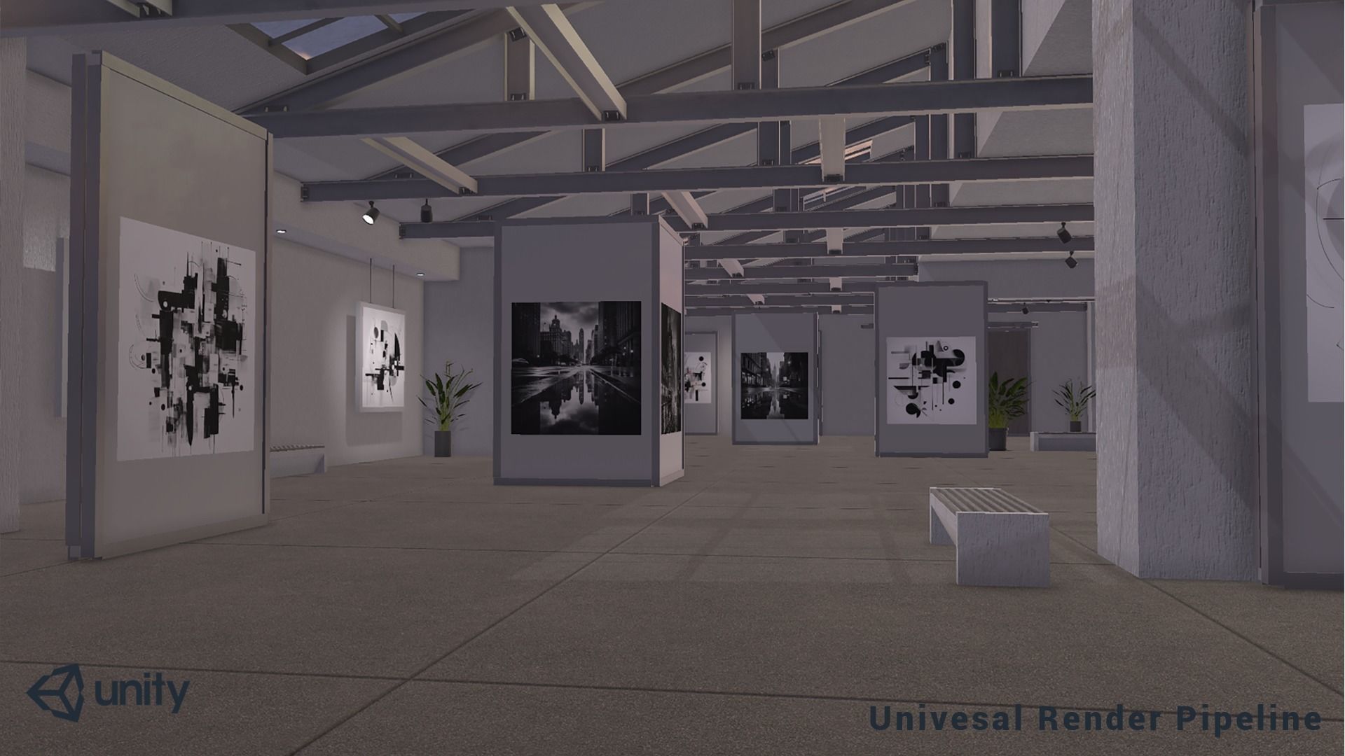 Modular Art Gallery 01 Unity Asset Low-poly 3D model_12