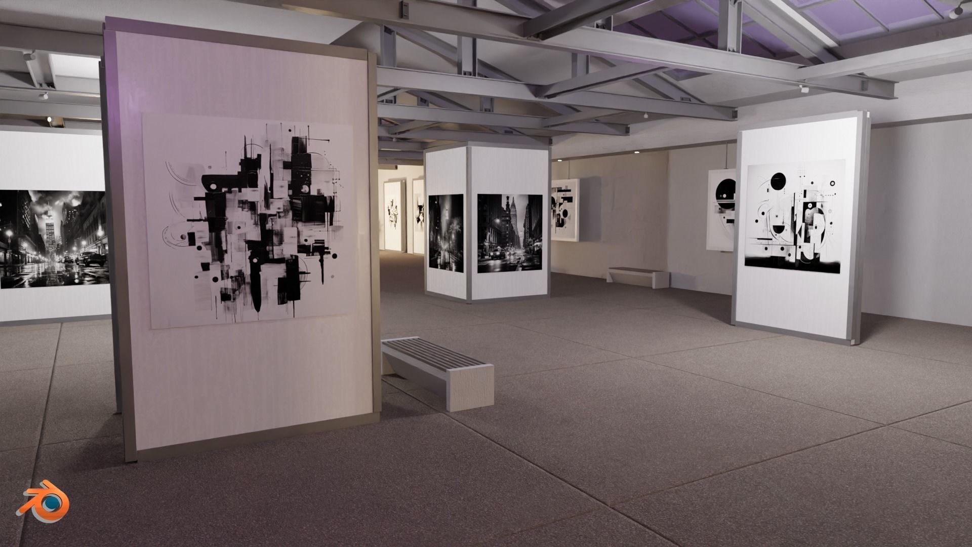 Modular Art Gallery 01 Unity Asset Low-poly 3D model_24