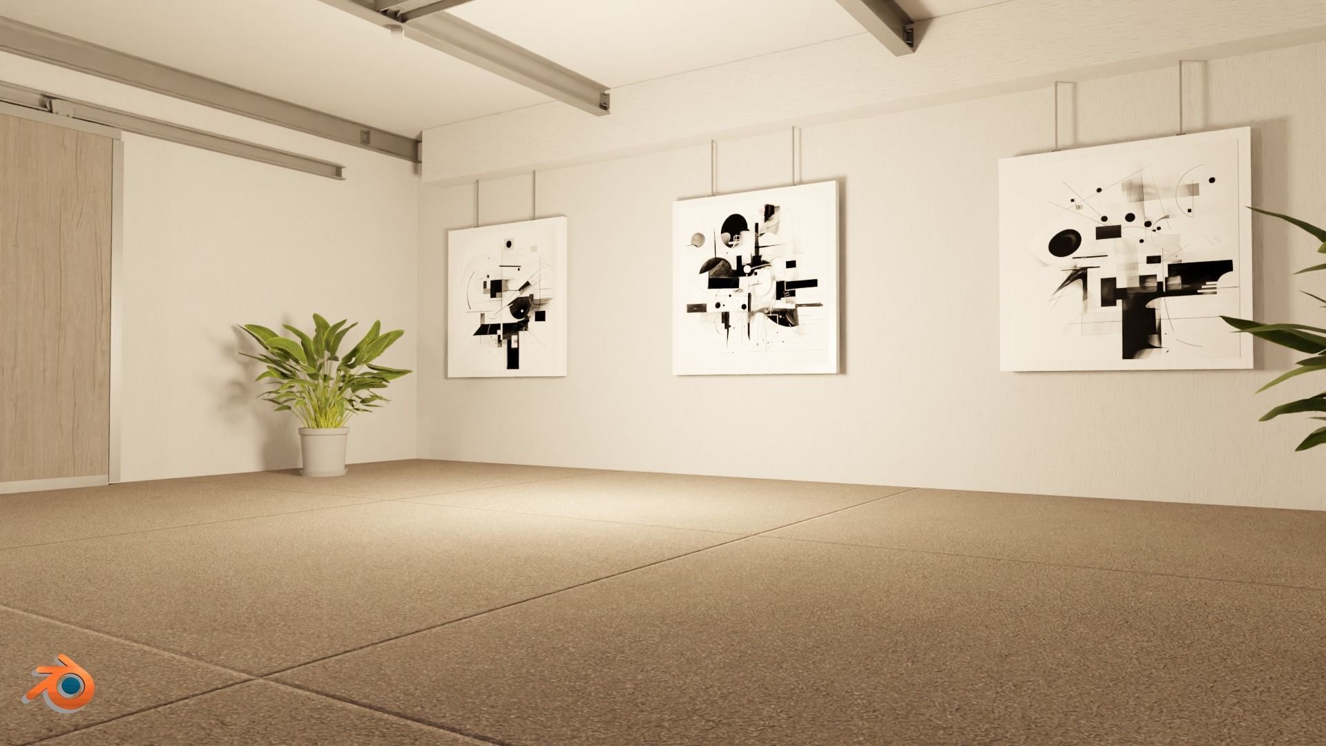 Modular Art Gallery 01 Unity Asset Low-poly 3D model_25