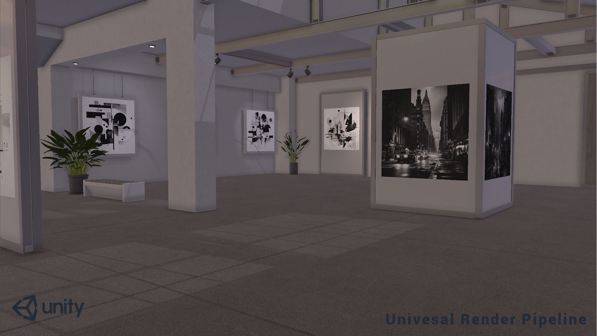 Modular Art Gallery 01 Unity Asset Low-poly 3D model_7
