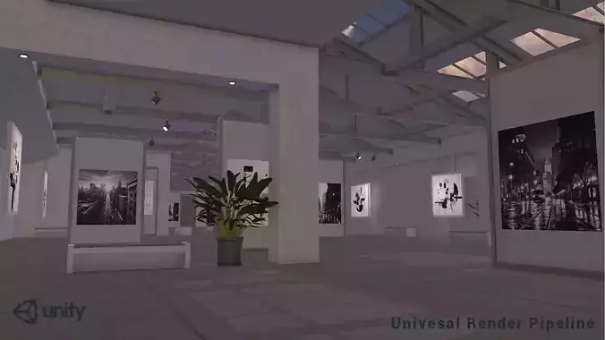 Modular Art Gallery 01 Unity Asset Low-poly 3D model