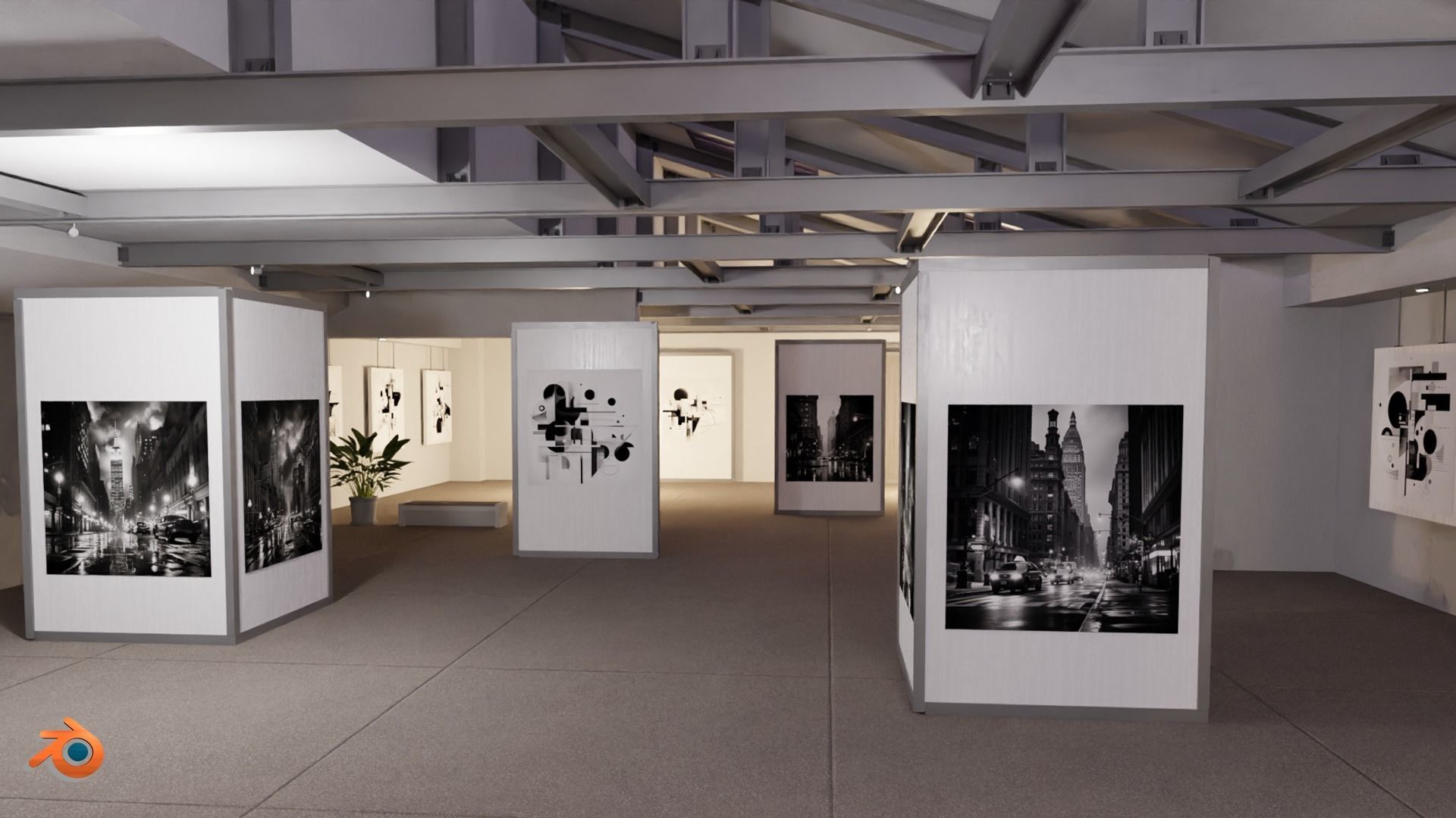 Modular Art Gallery 01 Unity Asset Low-poly 3D model_18