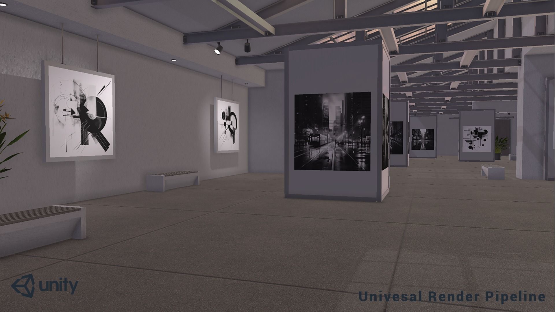 Modular Art Gallery 01 Unity Asset Low-poly 3D model_11