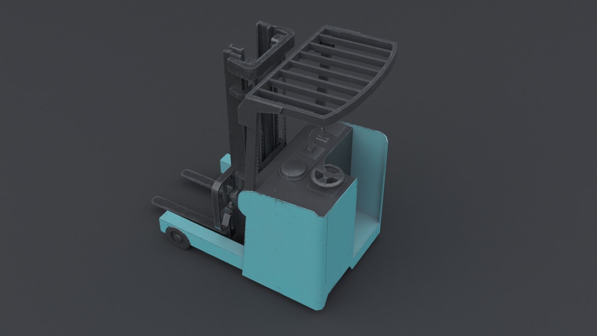 Electric Forklift Low-poly 3D model_4