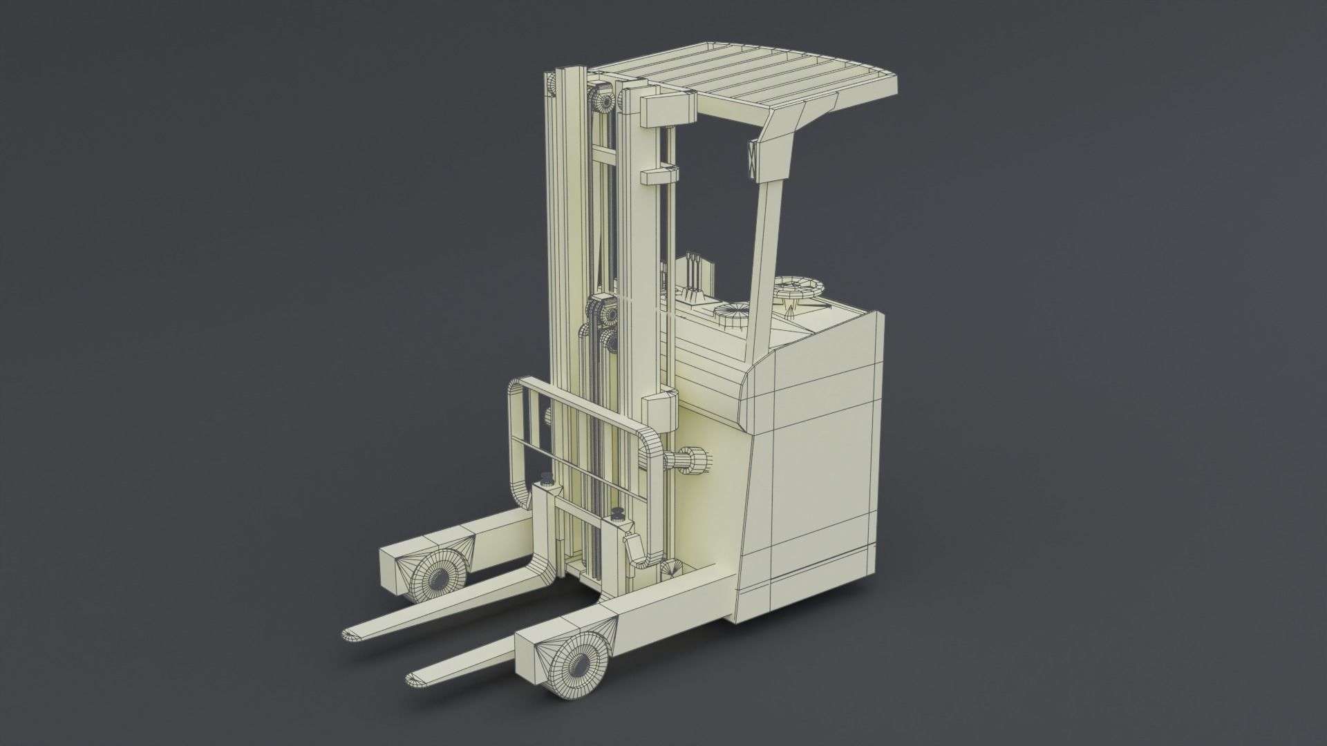 Electric Forklift Low-poly 3D model_6