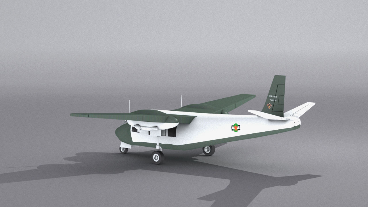 Aero Commander 500 Low-poly 3D model_7