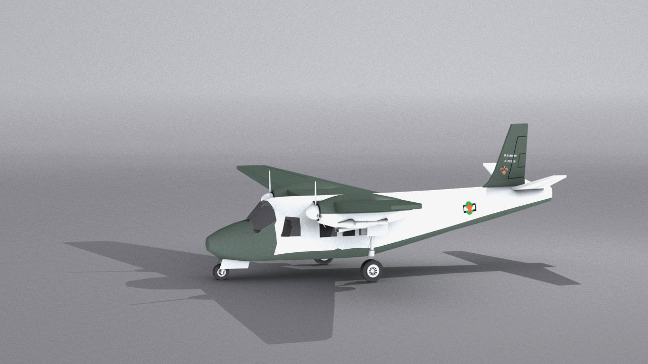 Aero Commander 500 Low-poly 3D model_3