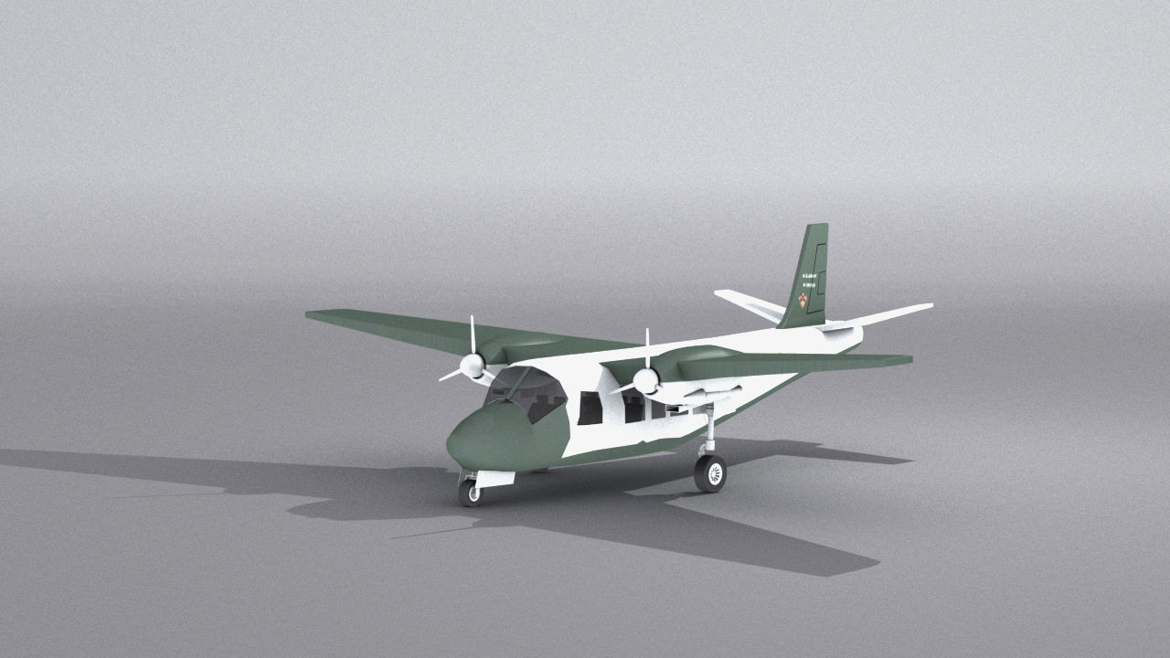 Aero Commander 500 Low-poly 3D model_1