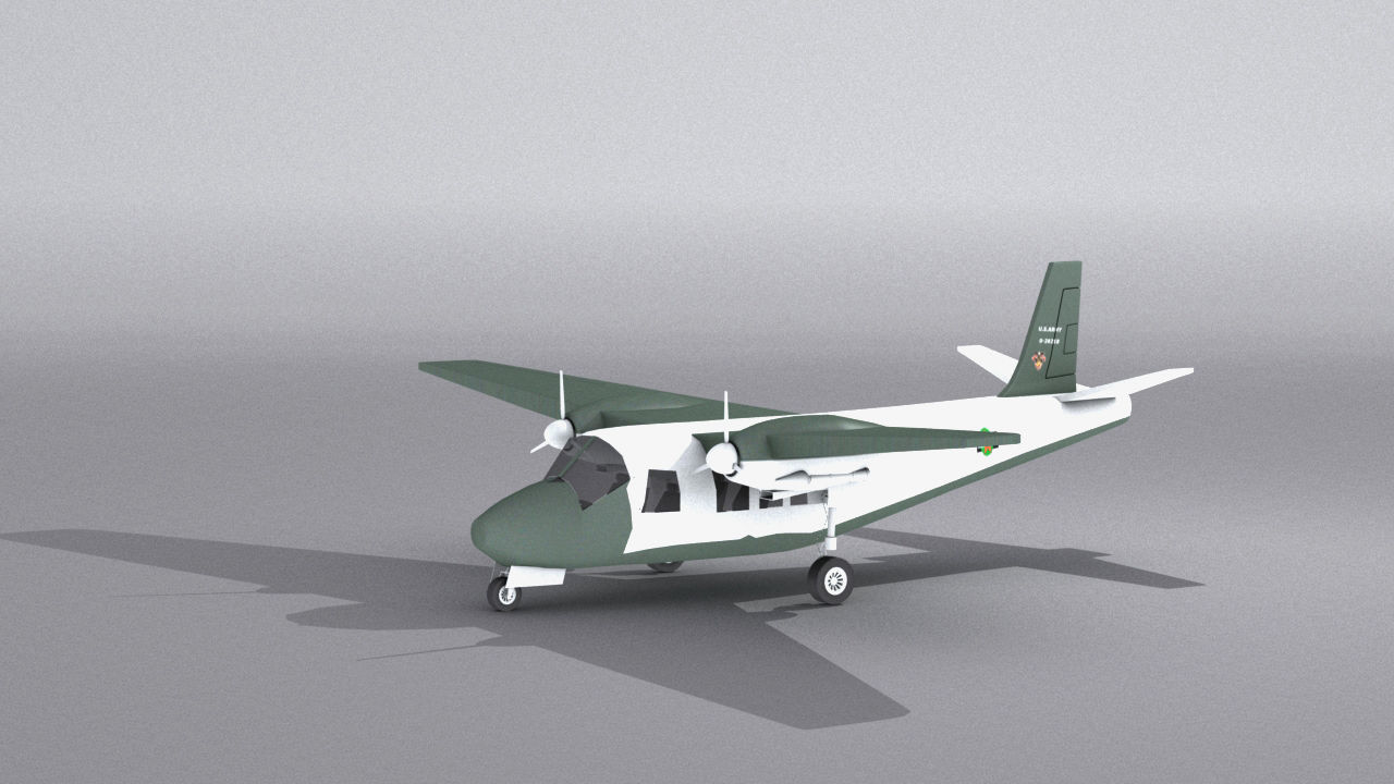 Aero Commander 500 Low-poly 3D model_2
