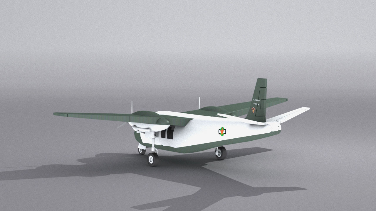Aero Commander 500 Low-poly 3D model_8