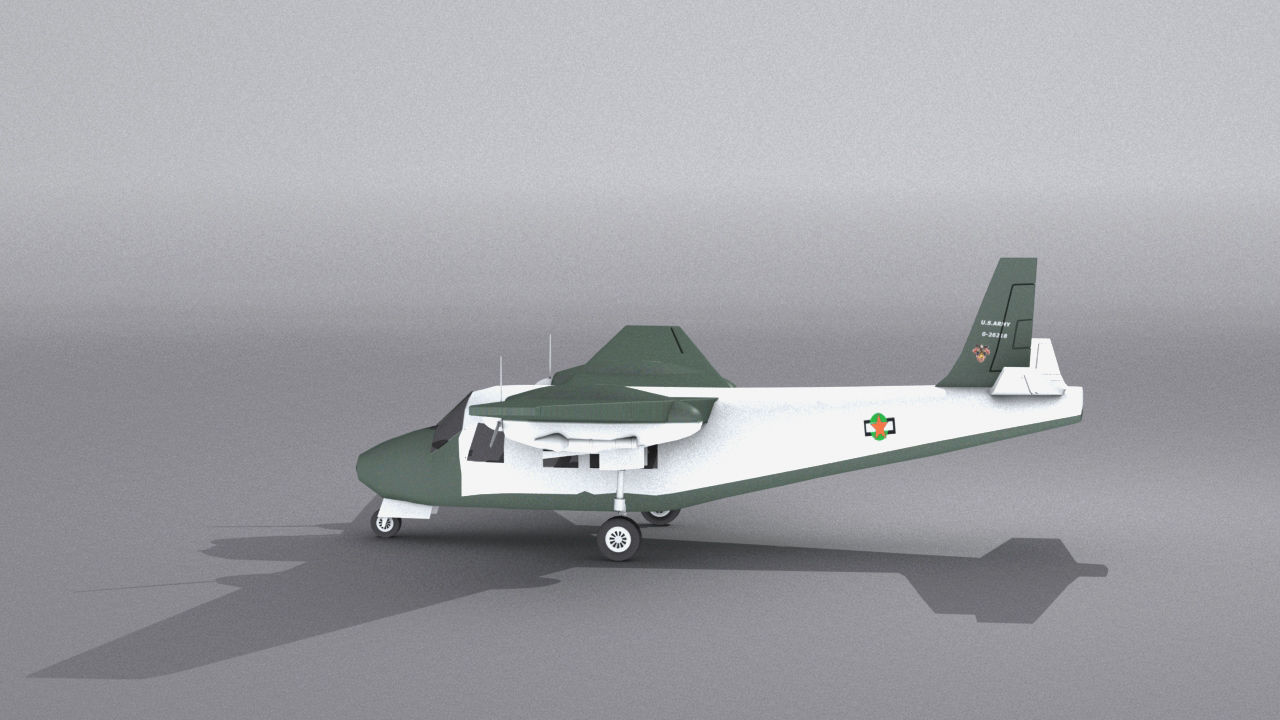 Aero Commander 500 Low-poly 3D model_5