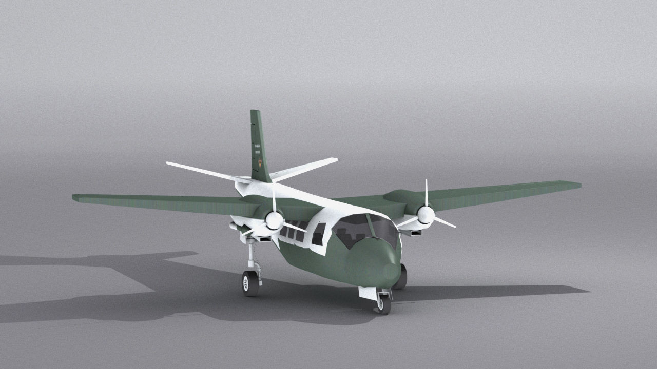 Aero Commander 500 Low-poly 3D model_21