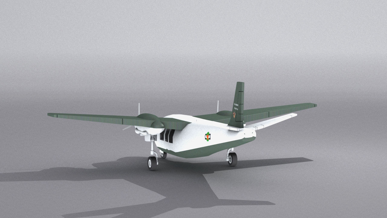 Aero Commander 500 Low-poly 3D model_9