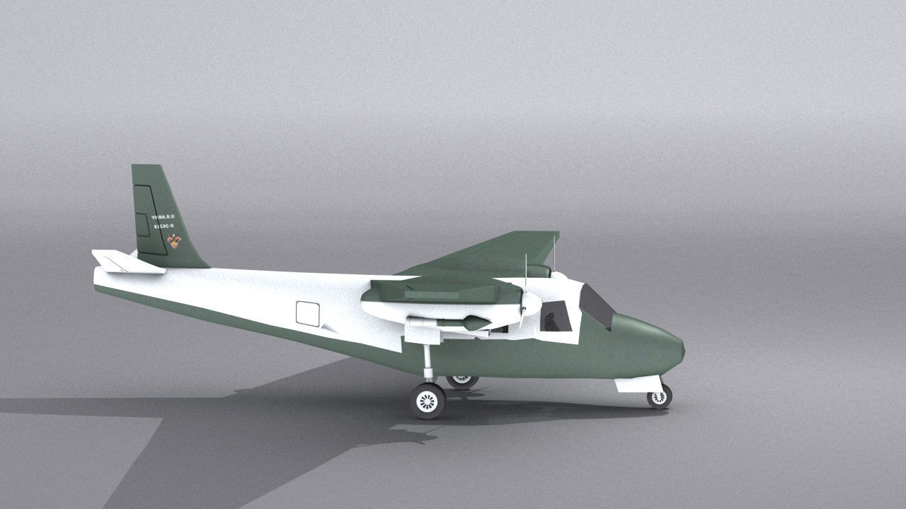 Aero Commander 500 Low-poly 3D model_17