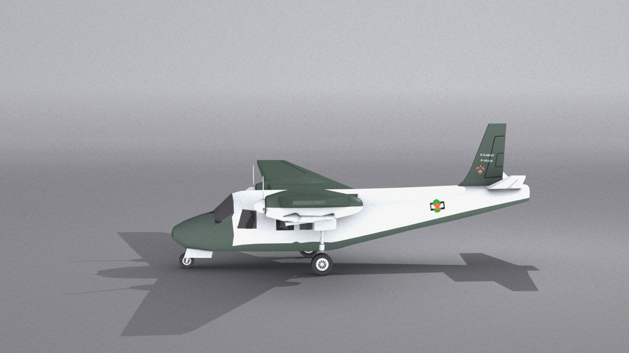 Aero Commander 500 Low-poly 3D model_4