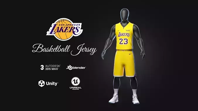 Lakers Basketball Jersey full outfit Low-poly 3D model
